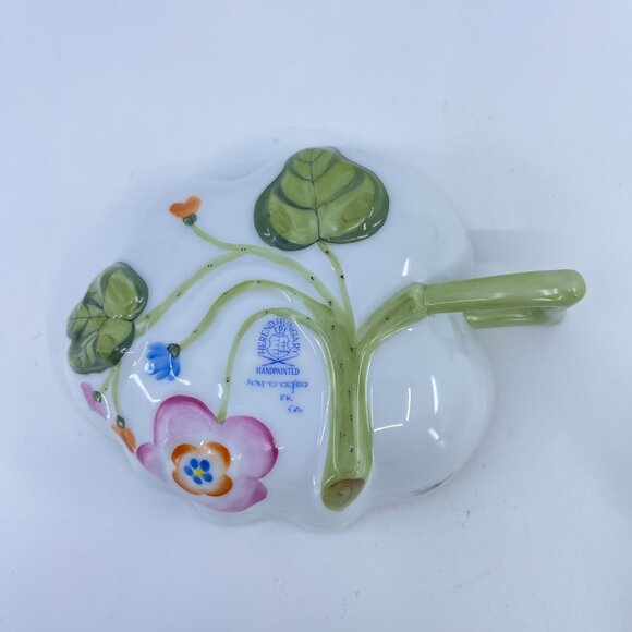 vintage herend hand painted porcelain deep leaf dish rothschild bird motif - Picture 5 of 8
